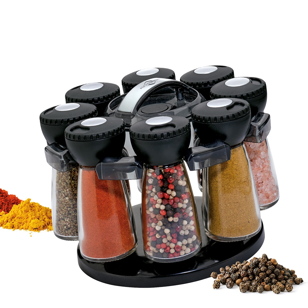 Küchenprofi - spice rack with 8 glasses - black