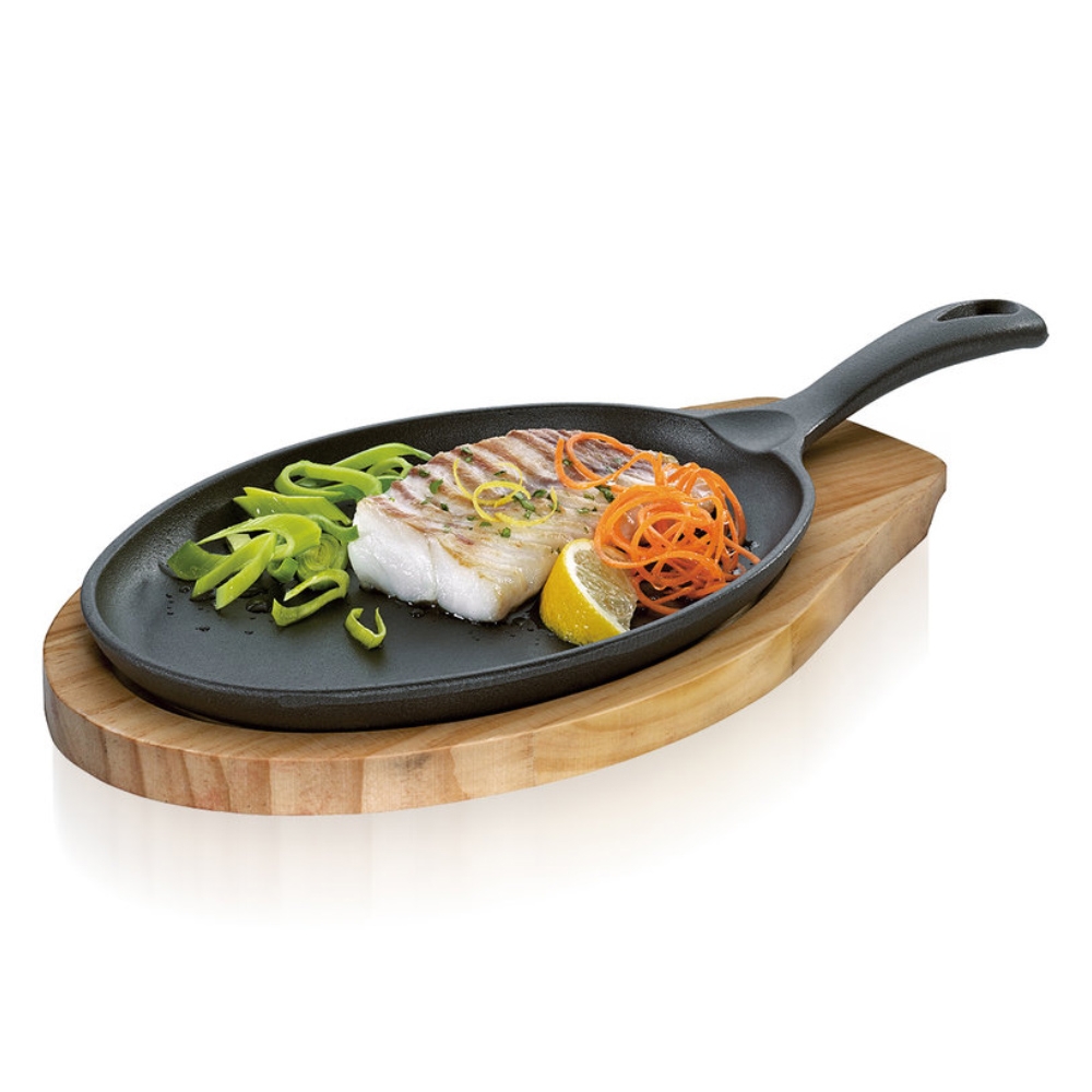 Küchenprofi - BBQ oval grill / serving pan wooden board