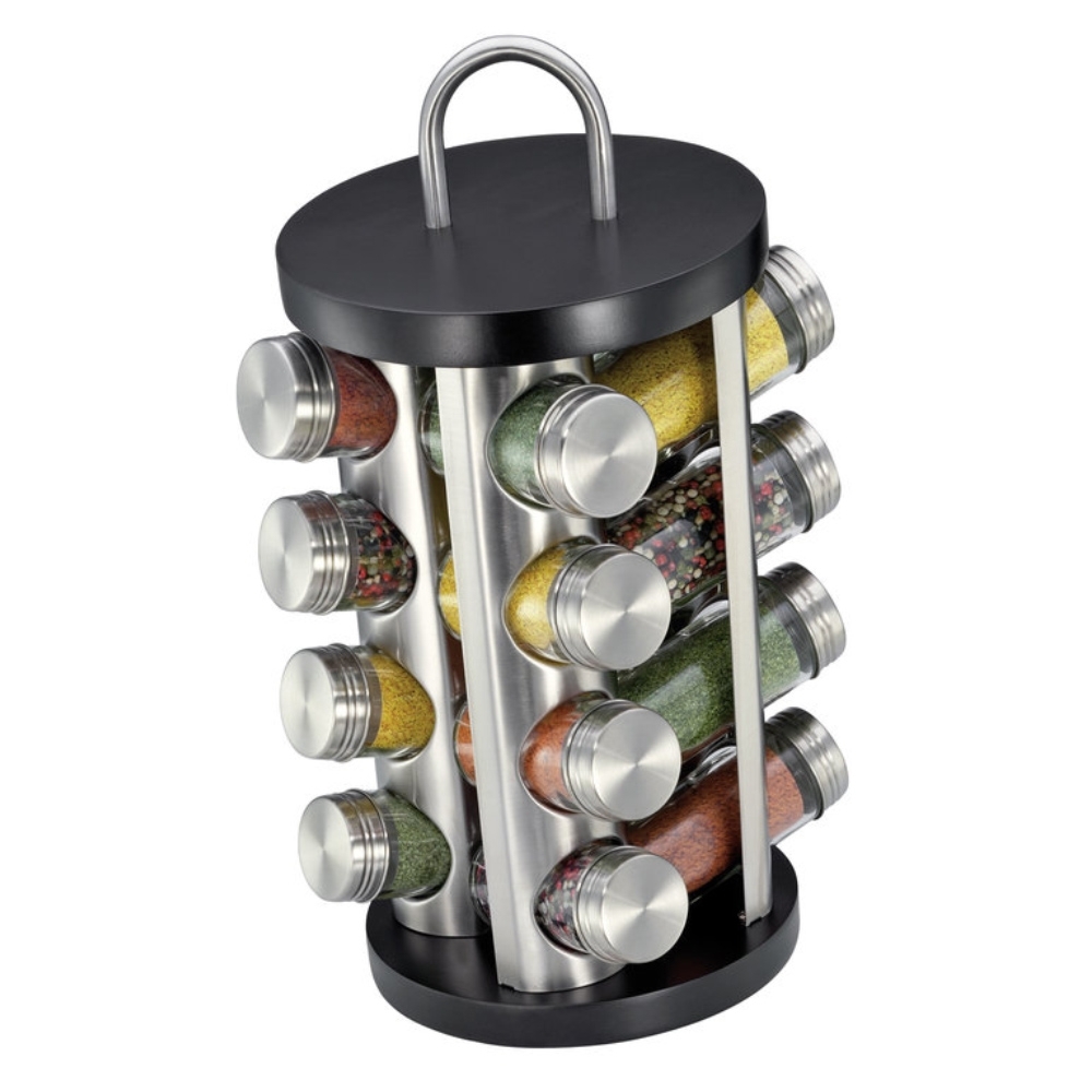 Küchenprofi - Spice rack with 16 glasses black