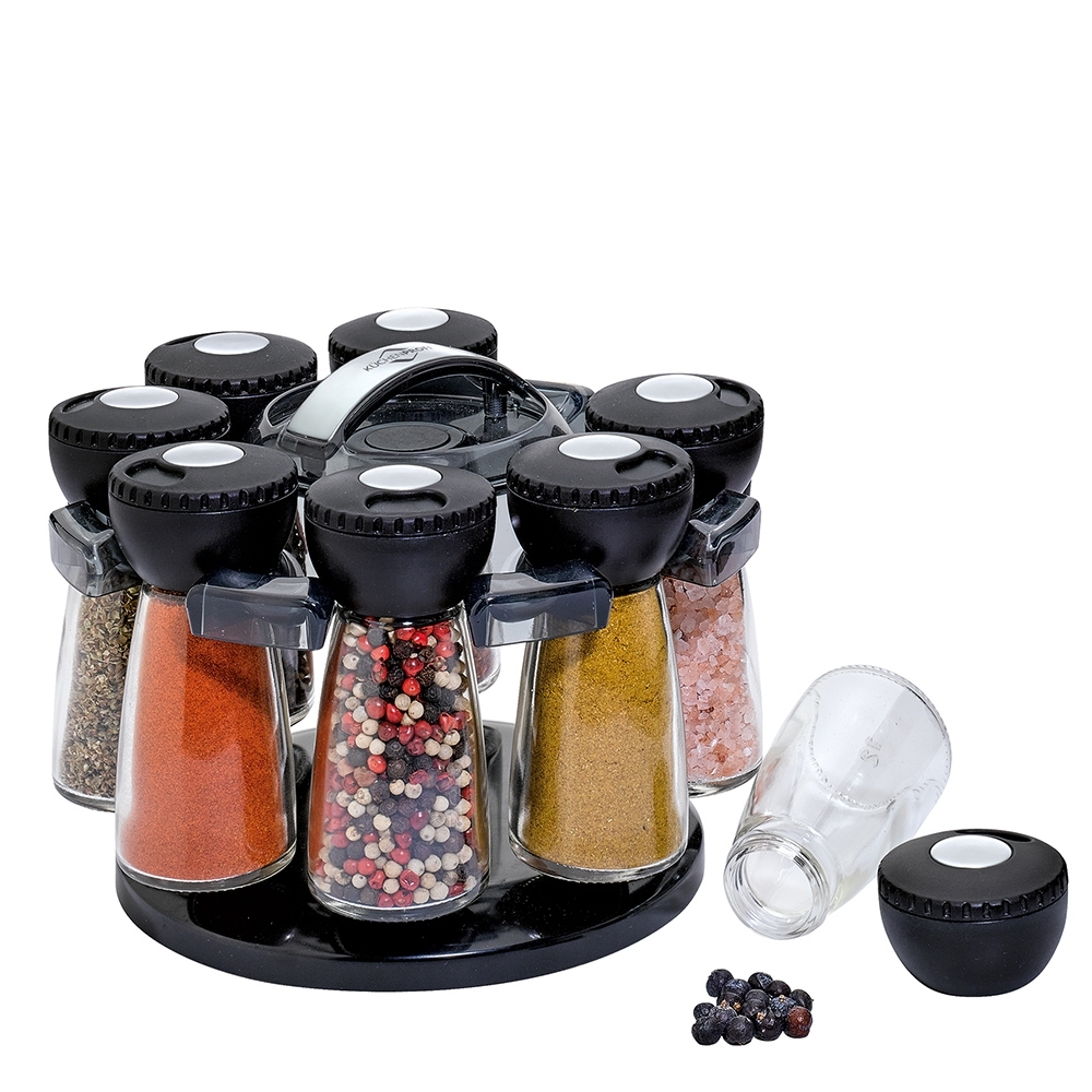 Küchenprofi - spice rack with 8 glasses - black