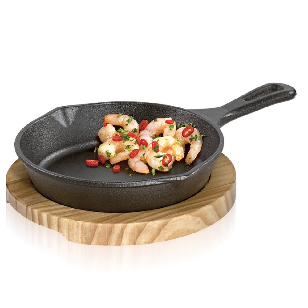 Küchenprofi - BBQ round grill / serving pan wooden board
