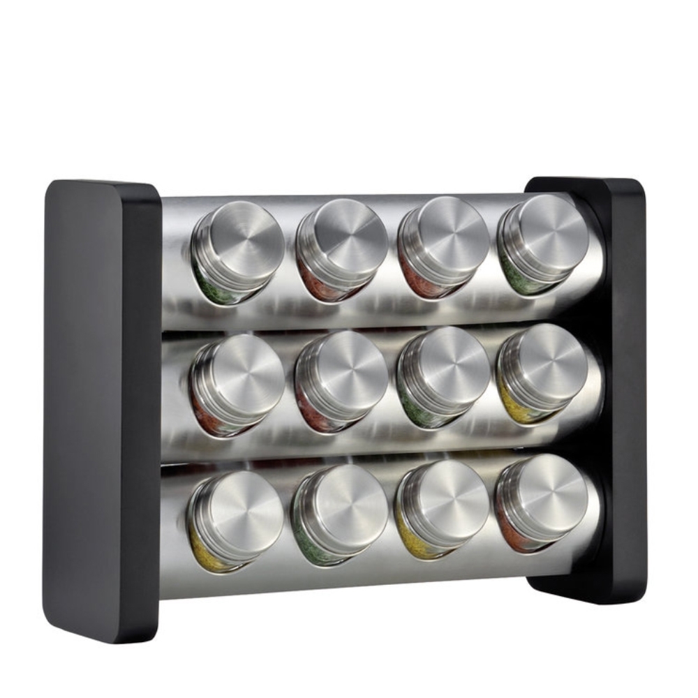 Küchenprofi - Spice rack with 12 glasses black