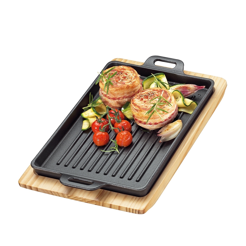 Küchenprofi - BBQ serving platter square with wooden board