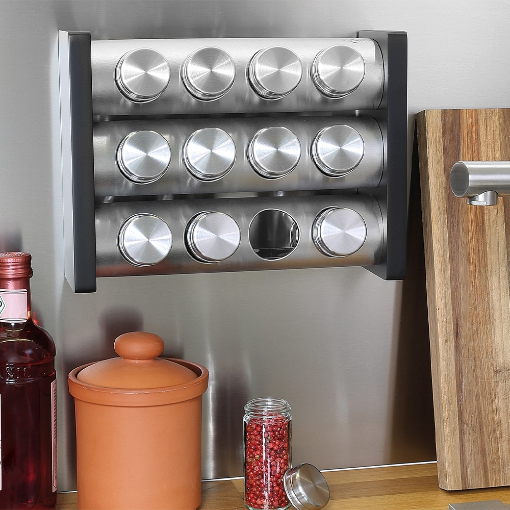 Küchenprofi - Spice rack with 12 glasses black