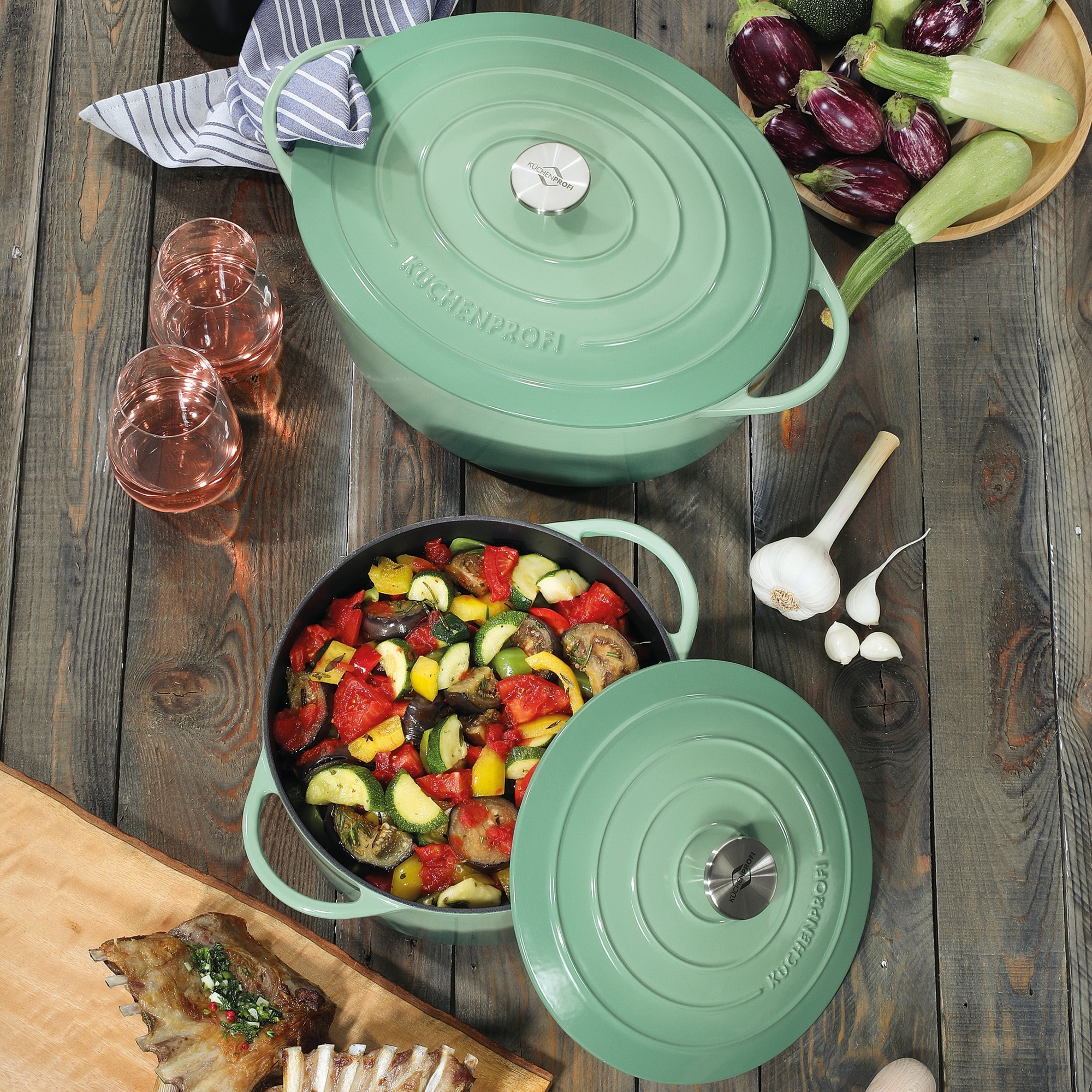 Küchenprofi PROVENCE round cast iron casserole jade 24 cm