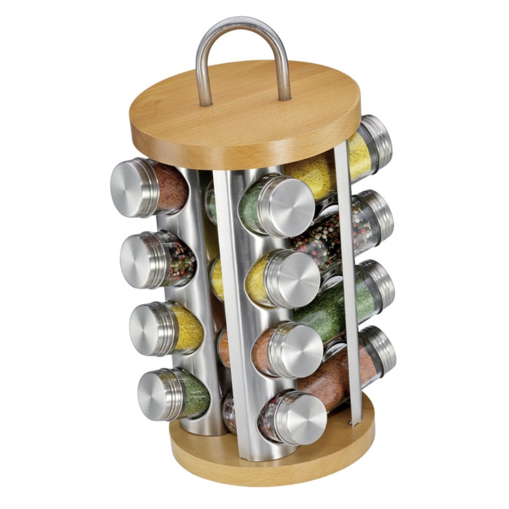 Küchenprofi - Spice rack with 16 glasses beech