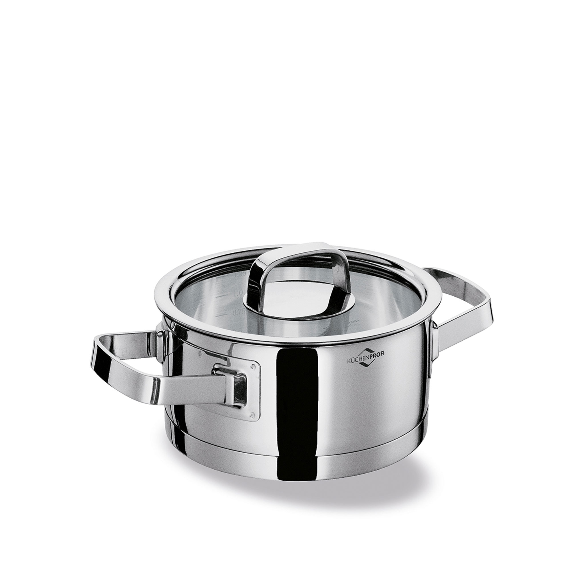 Round stainless steel cooking pot with lid and handles