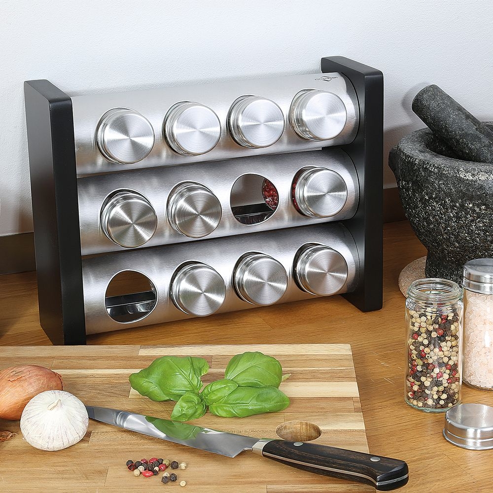 Küchenprofi - Spice rack with 12 glasses black