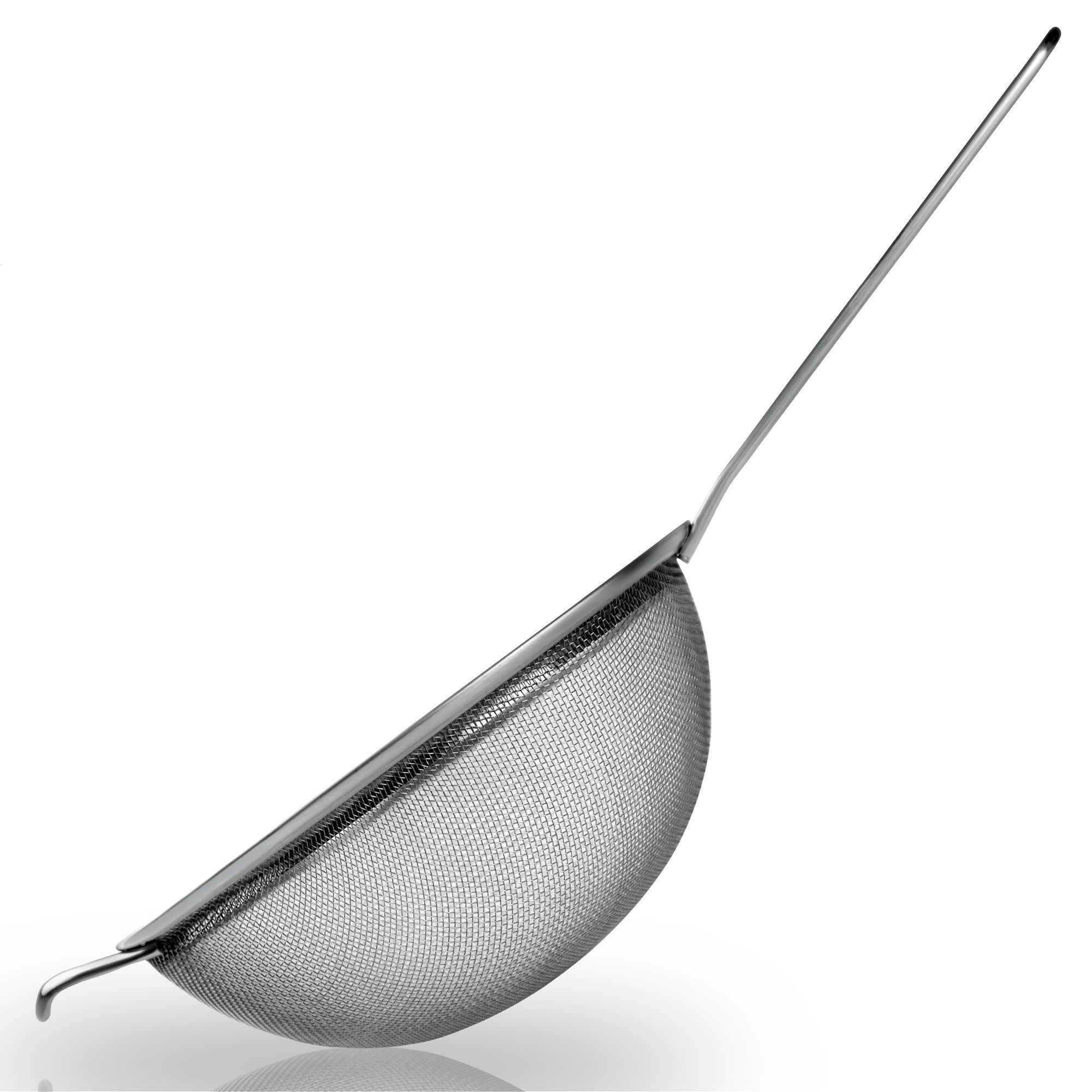 Round fine stainless steel sieve with long handle