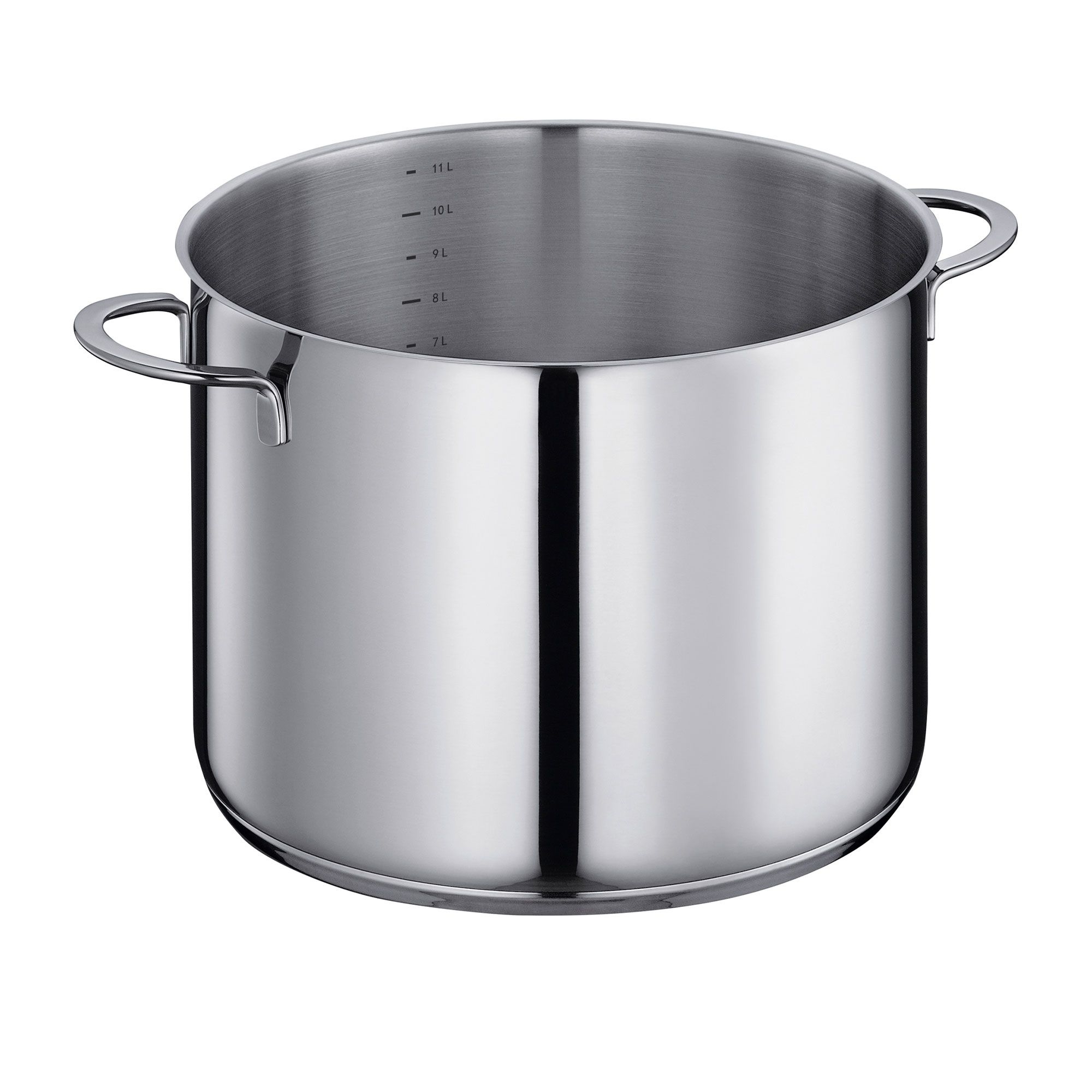 Large stainless steel pot with inner litre scale